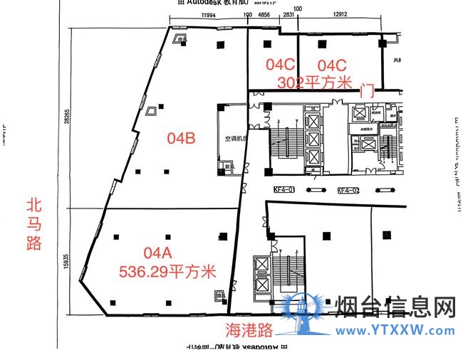 阳光一百A座04A面积为536.29